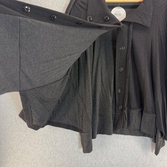 Alembika Women's Size Small Black Button Front Cardigan Jacket Lagenlook Drape‎ - Picture 7 of 12